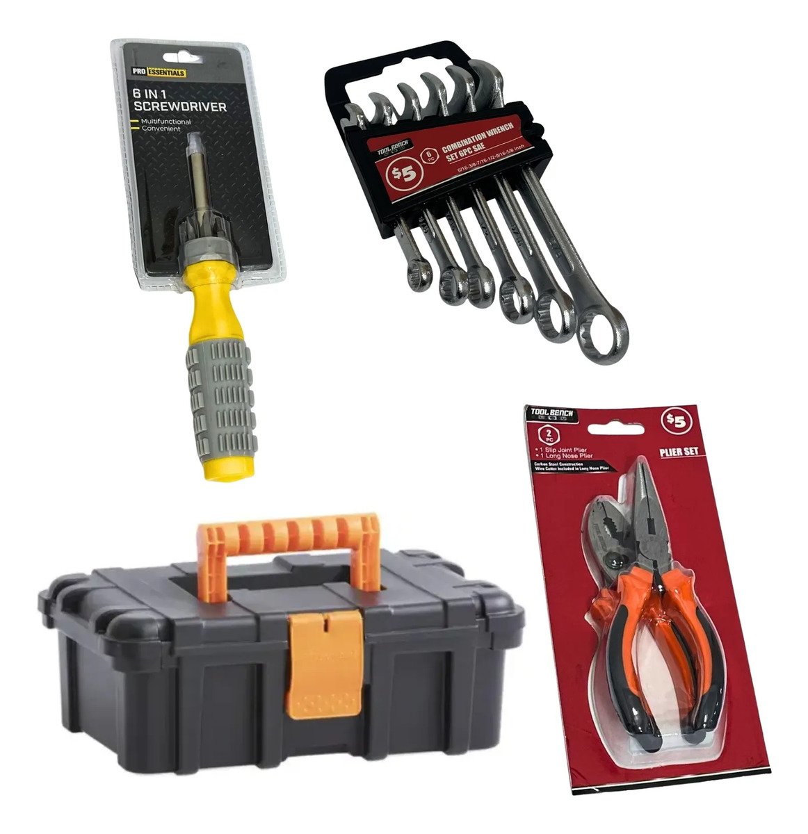Set Kit Herramientas -destornillador 6 En 1 ,llaves Y Pinzas