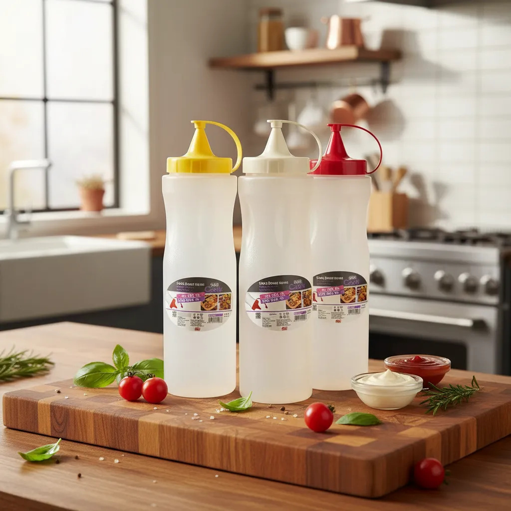 Pack X3und Pomo Botella Recipiente Para Salsa Aderezo 700ml