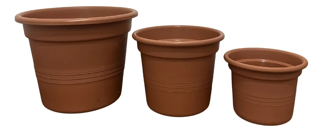 Set Pack 3 Und Maceta Cilindrica Terracota 22, 28 Y 35cm