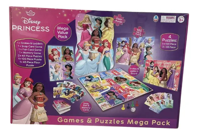 Juego De Mesa Multijuegos Y Puzzle Princesas 8 Juegos