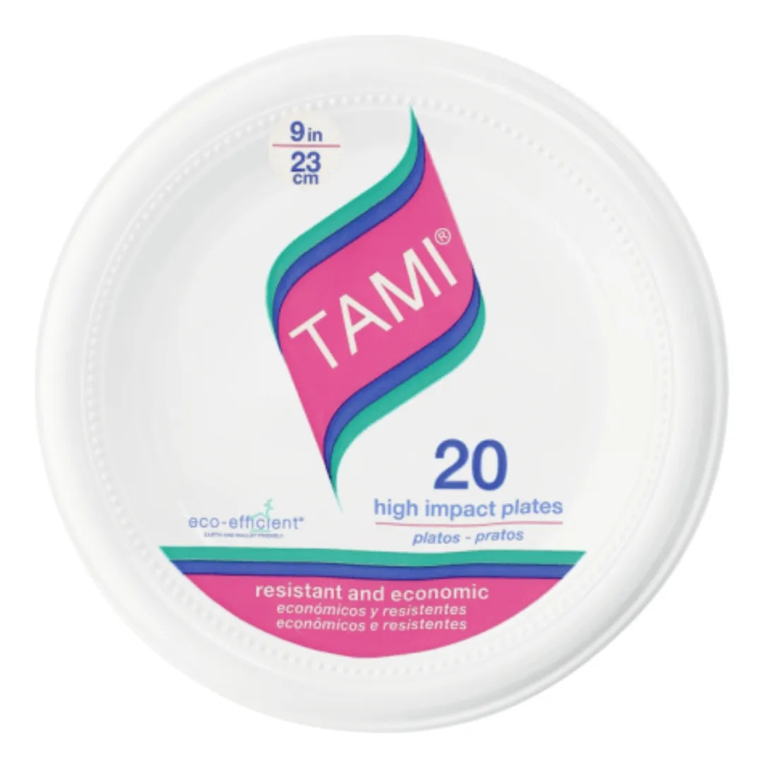Plato Descartable Redondo Blanco Tami 23cm Pack X 20 Und