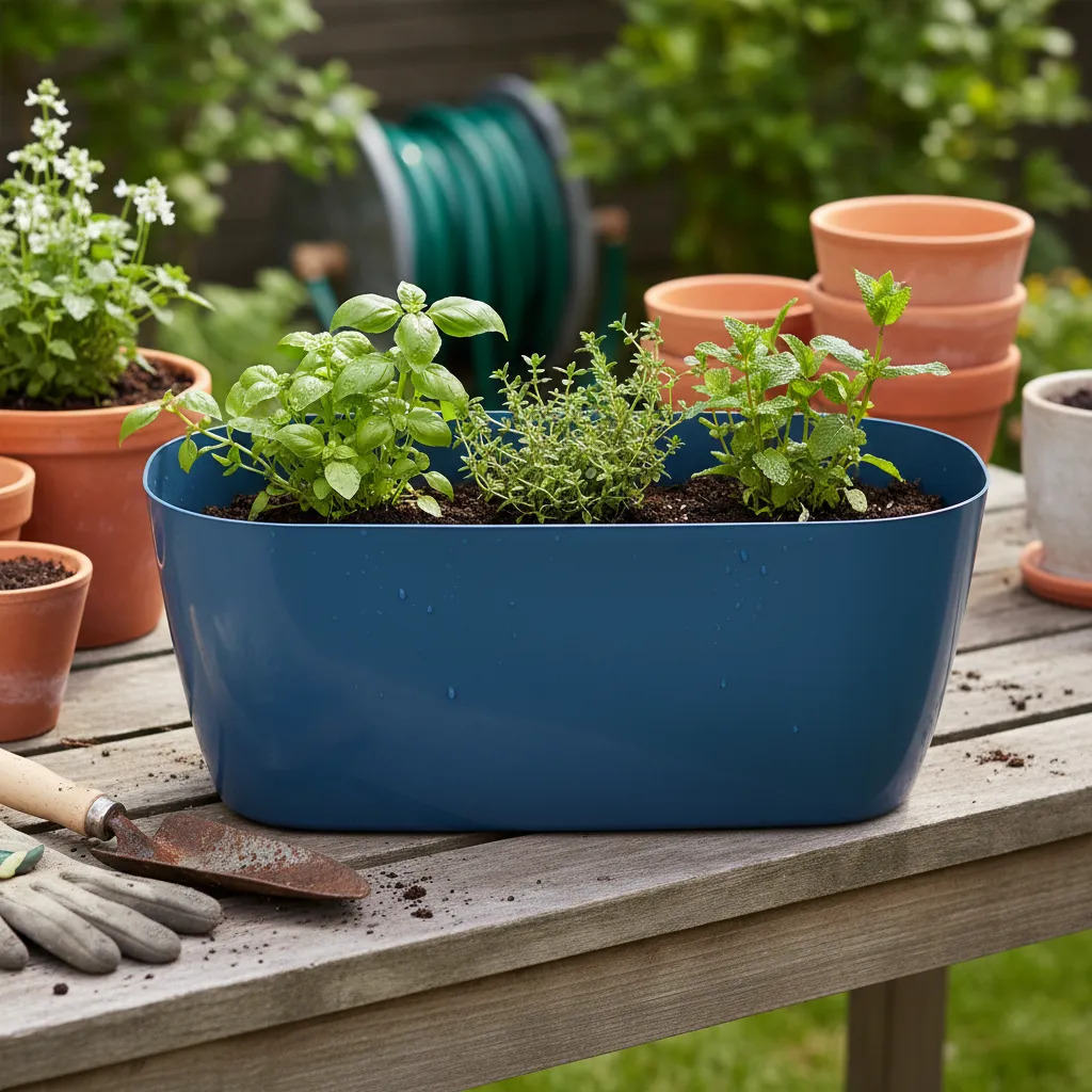 Maceta Jardinera De Plastico Color Lisa Bosco Gemplast Nro26