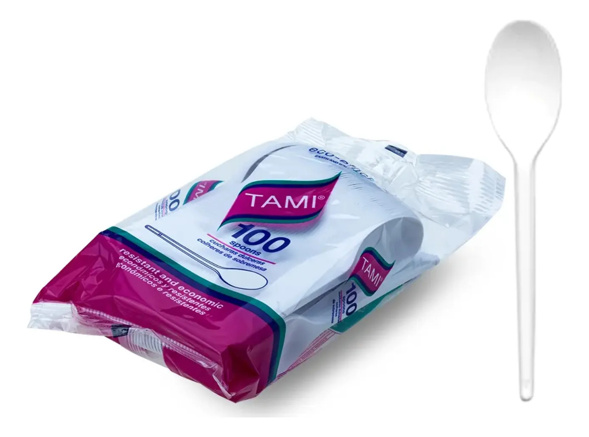 Cuchara Dulcera Descartable Tami Blanca Pack X 100 Und