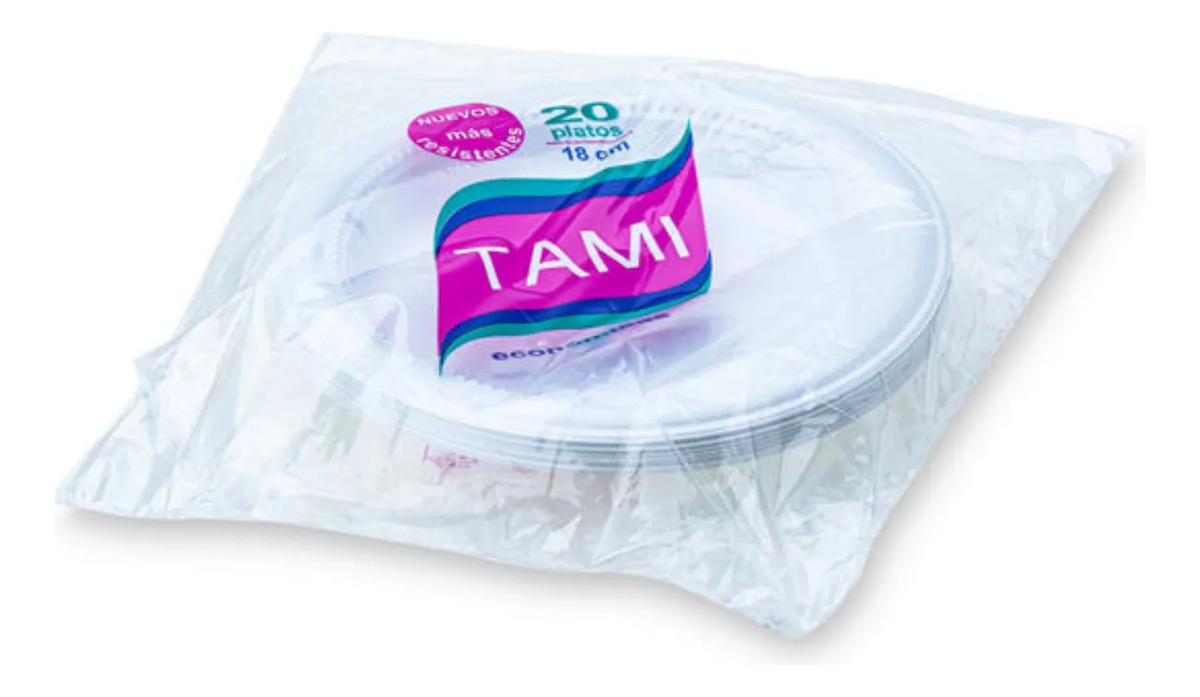 Plato Descartable Redondo Blanco Tami 18cm Pack X 20 Und