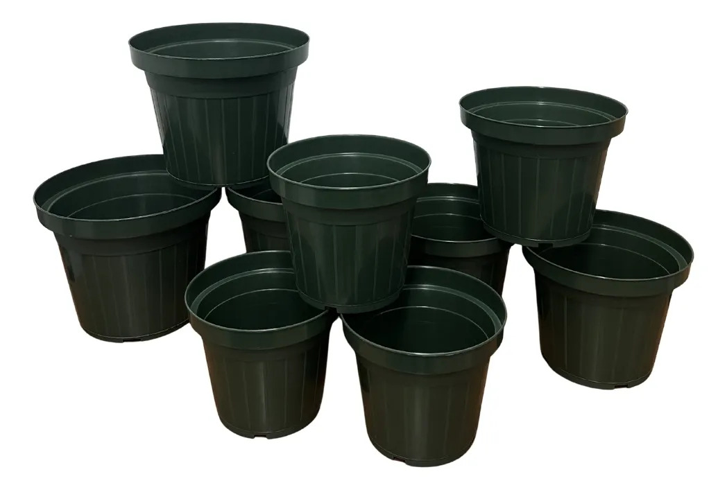 Set Pack 9 Und Maceta Redonda Plastica Pl – 17, 20, 24cm