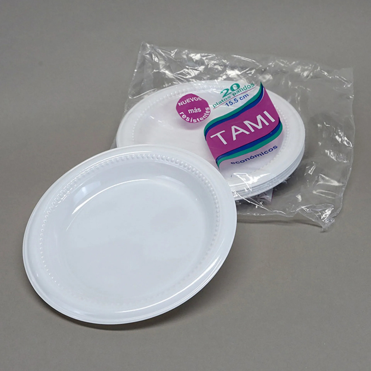 Plato Descartable Redondo Blanco Tami 15,5cm Pack X 20 Und