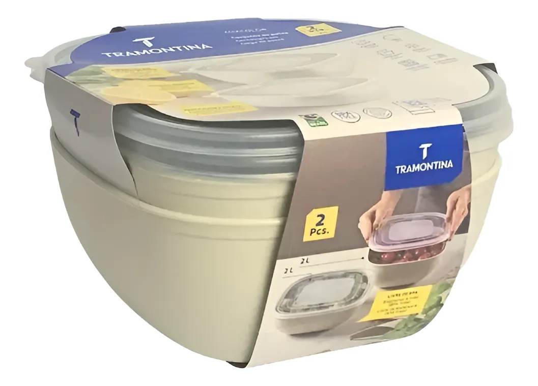 Kit Set 2 Und Potes Recipientes Hermeticos Tramontina 2lts