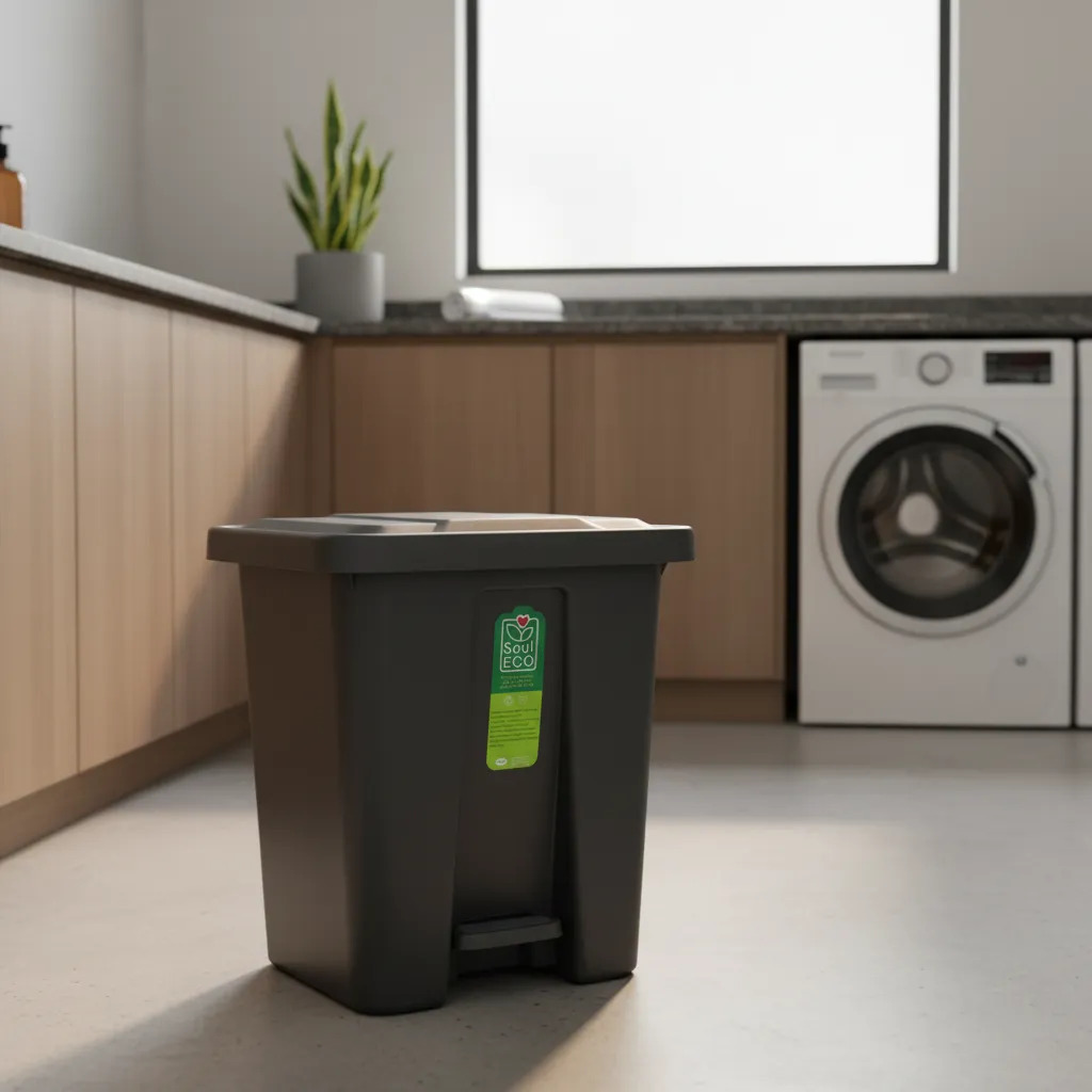 Papelera Tacho Basura Mb Con Pedal 15lts Negra Plástico