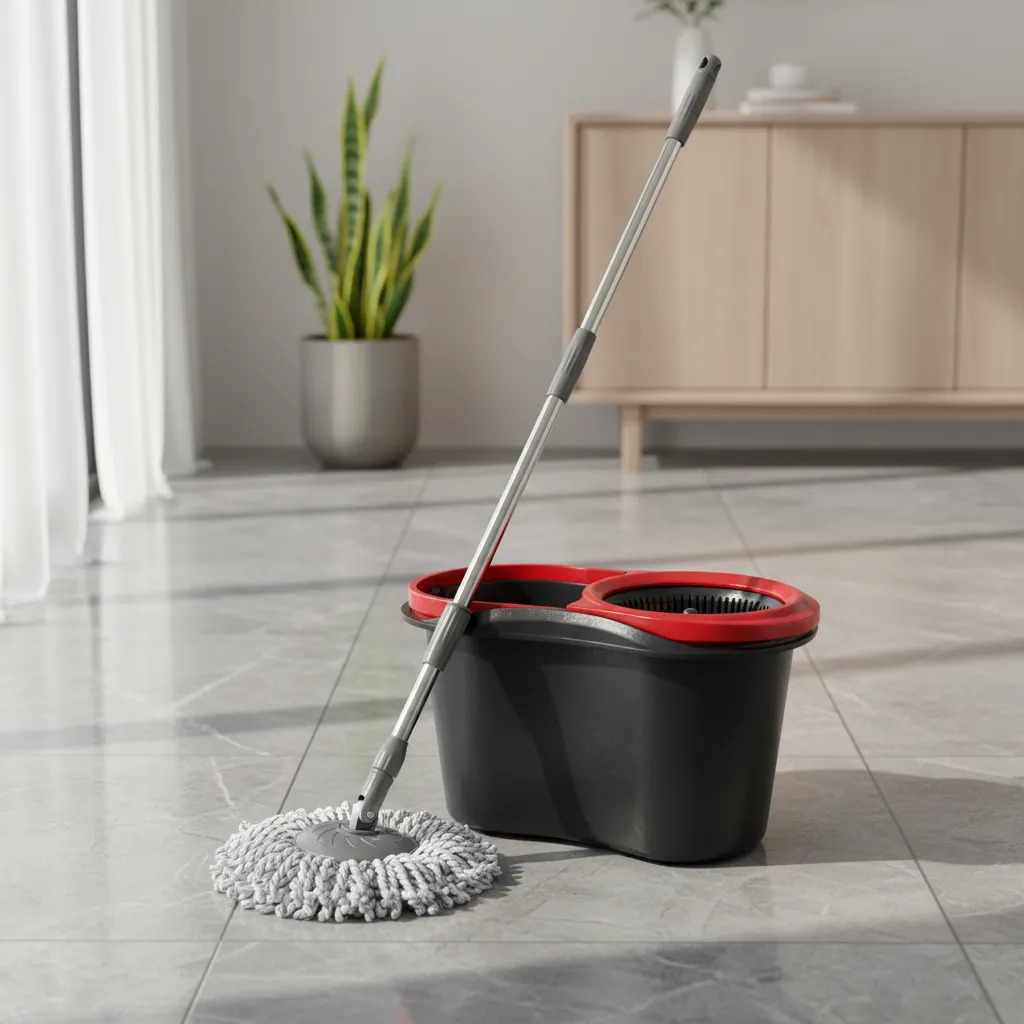 Set Balde 13lt Con Escurridor Plastico Y Mopa De Microfibra