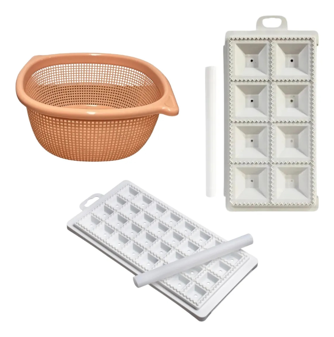 Set Kit 2 Molde Cortante Para Pasta Y Colador Plastico