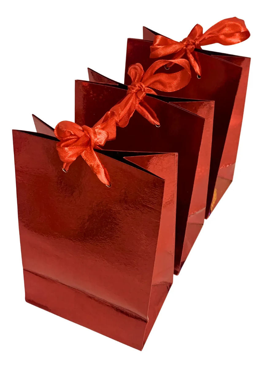 Pack X 3 Und Bolsa De Regalo Metalizada Mini Para Souvenirs