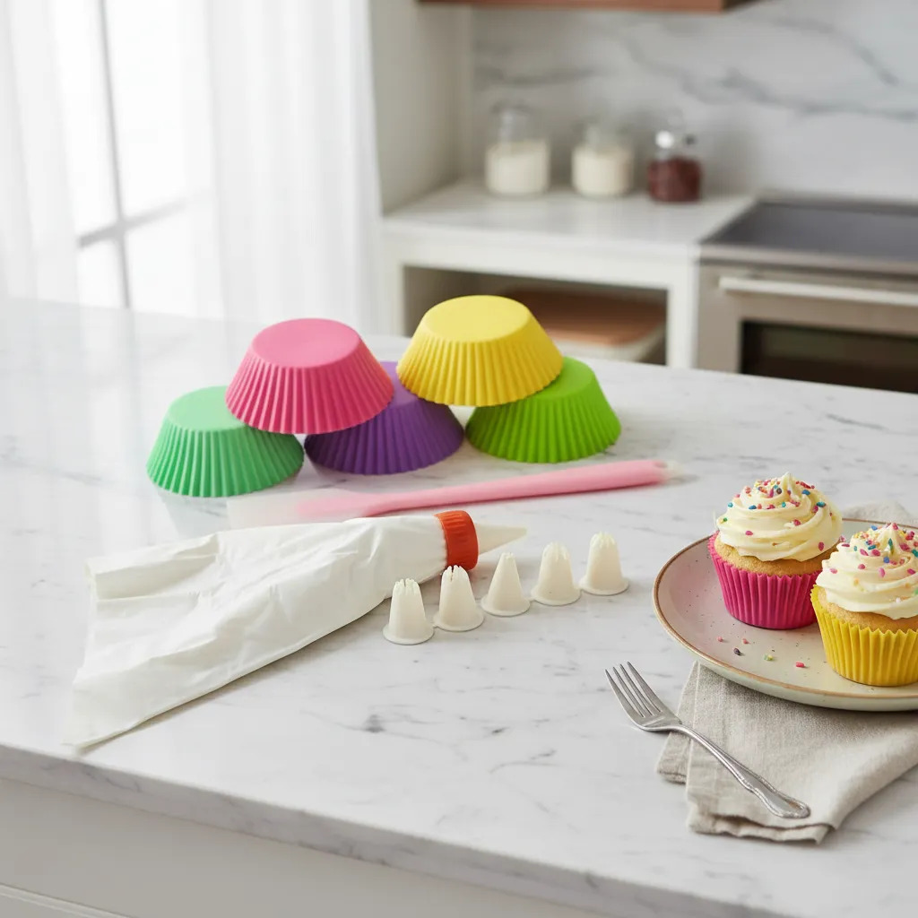 Kit Muffin Cupcakes: Espatula, Manga C/picos Y 80 Pirotines