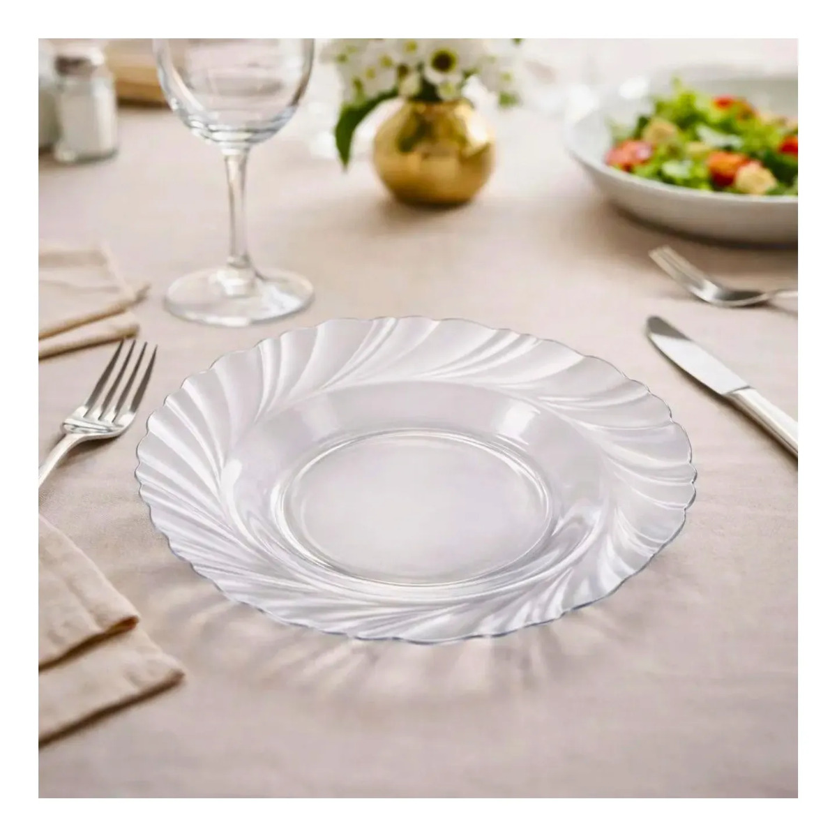 Plato Hondo De Vidrio Templado Fern 23cm Pack X 6 Und
