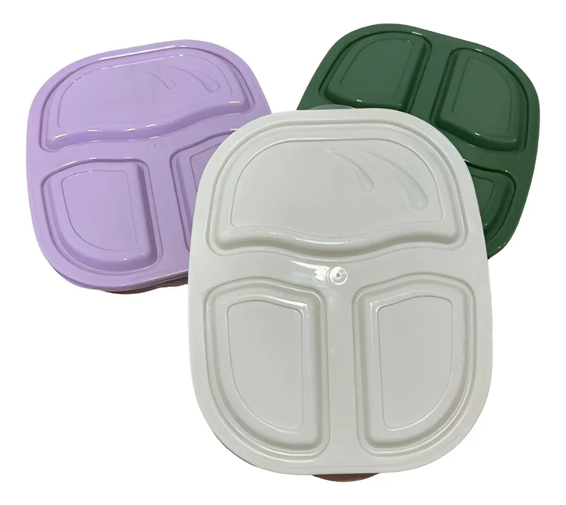 Pack 3 Potes Recipiente Vianda Rischioto 3 Divisiones