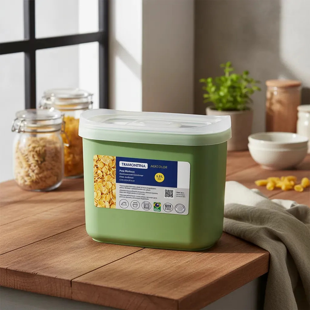 Contenedor De Alimentos Tramontina Pote Multiuso 1.5l Color Verde