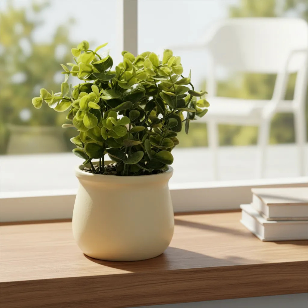 Planta Artificial Con Maceta Ceramica Decorativa 22cm