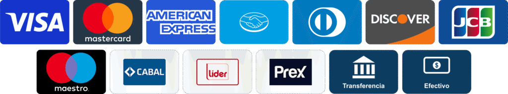 Medios de pago: Visa, Mastercard, OCA, Abitab, RedPagos y más